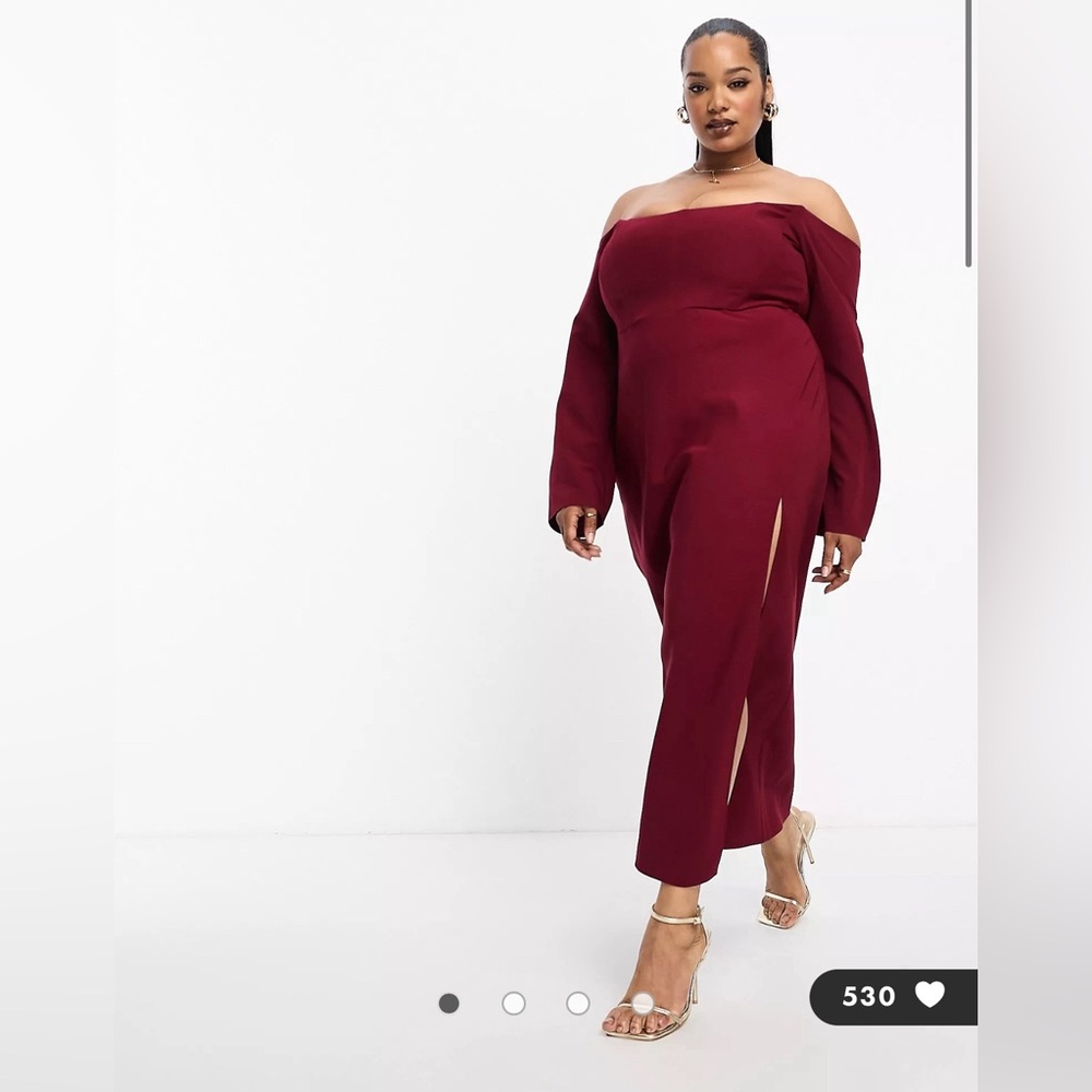 ASOS off shoulder burgundy dress size 20